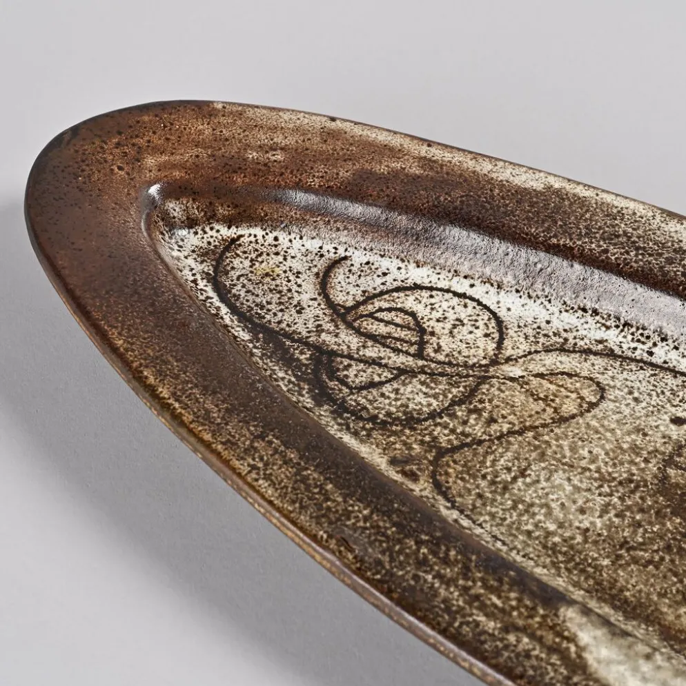 Grand plat en céramique par Michel Anasse, France, circa 1960