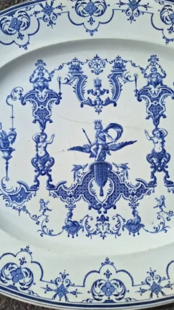 Grand Plat En Faience Bordeaux Jules Veillard 19eme Siècle
