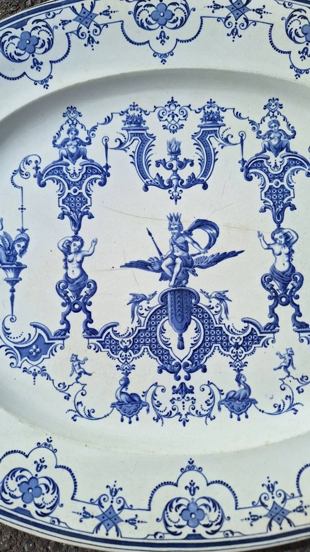 Grand Plat En Faience Bordeaux Jules Veillard 19eme Siècle
