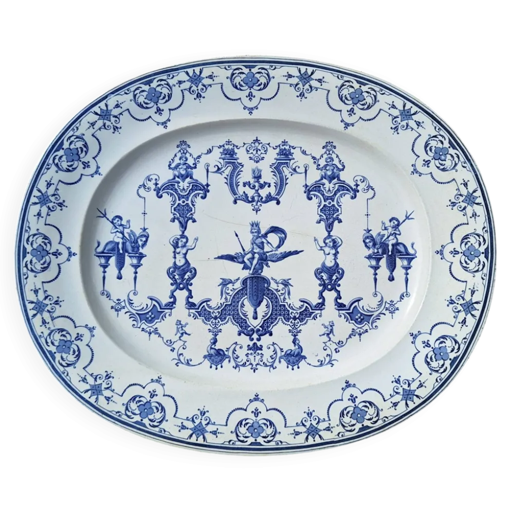 Grand Plat En Faience Bordeaux Jules Veillard 19eme Siècle