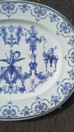 Grand Plat En Faience Bordeaux Jules Veillard 19eme Siècle