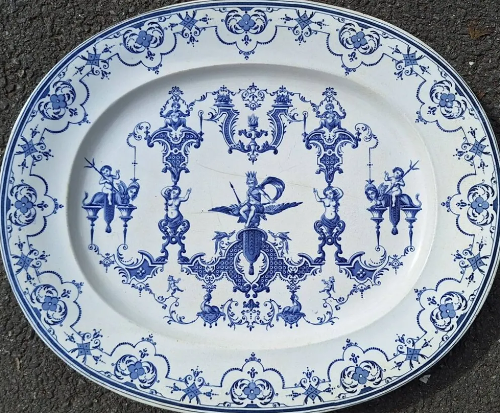 Grand Plat En Faience Bordeaux Jules Veillard 19eme Siècle