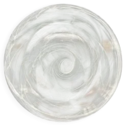 Grand plat en verre « Volutes de fumée » – décor blanc, Ø 35 cm