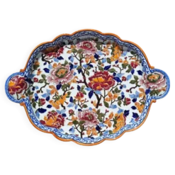 Grand plat faïencerie de Gien modèle pivoine