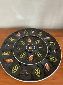 Grand plat à huîtres, coquillages Henriot Quimper