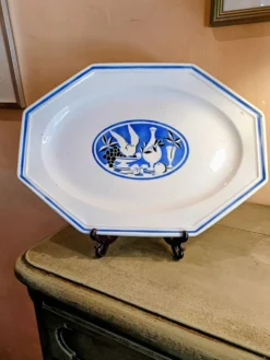 Grand plat octogonal KG Luneville art déco
