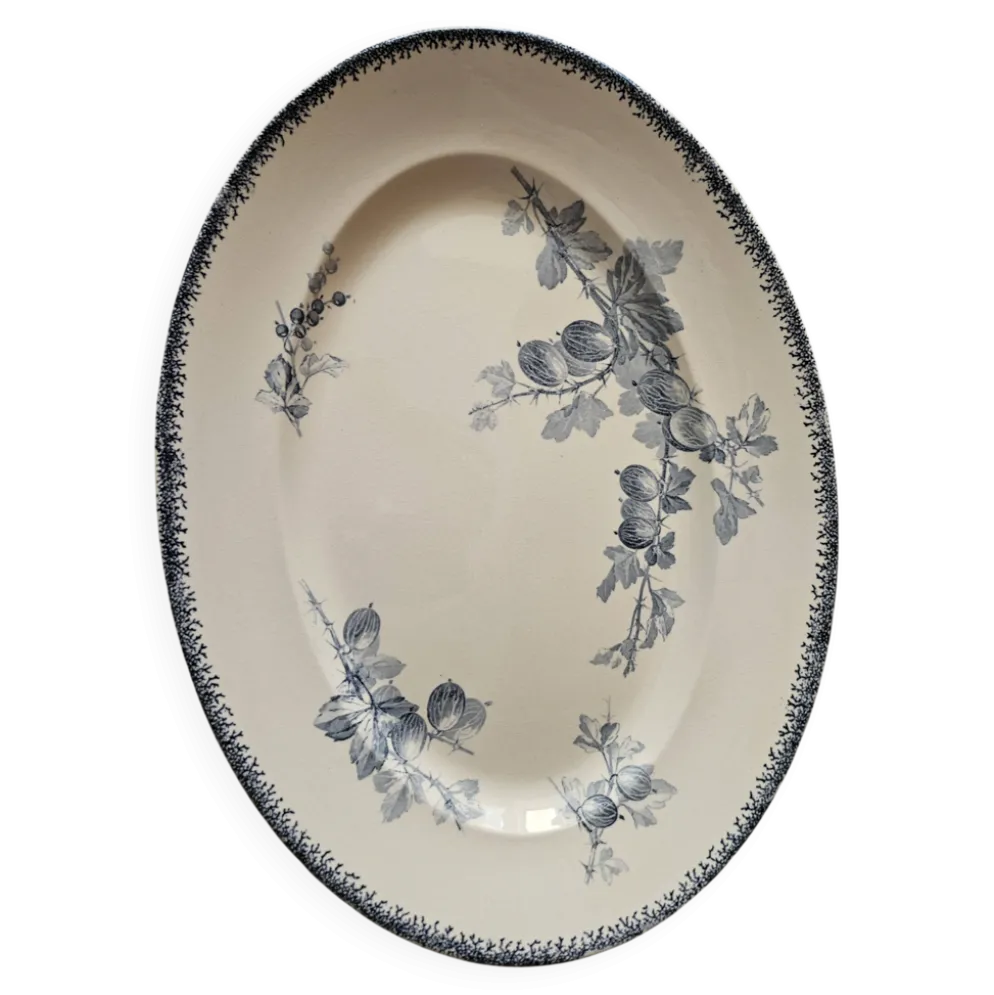 Grand plat ovale ancien Sarreguemines – modèle Goseilles