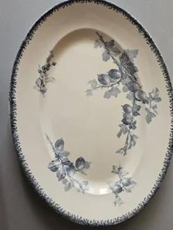 Grand plat ovale ancien Sarreguemines – modèle Goseilles