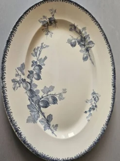 Grand plat ovale ancien Sarreguemines – modèle Goseilles