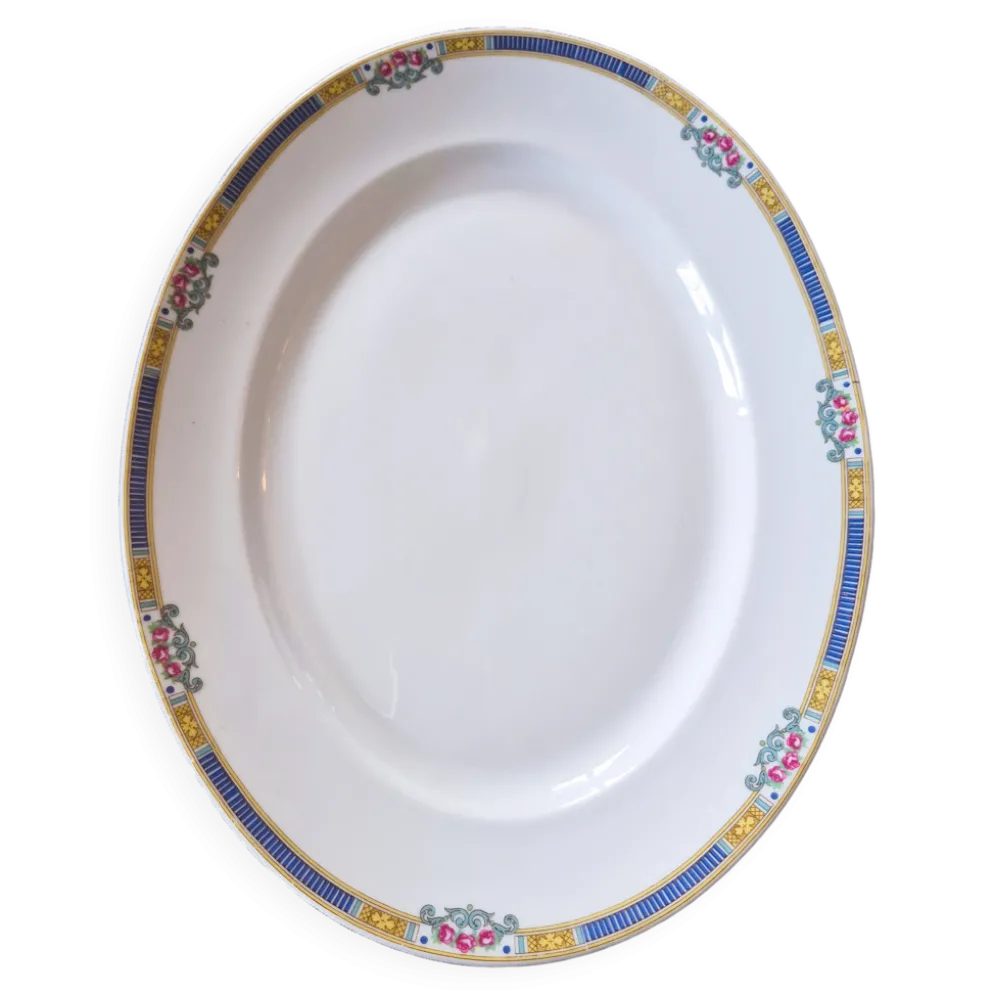 Grand plat ovale en porcelaine de Limoges Bernardaud & Cie – Art Déco