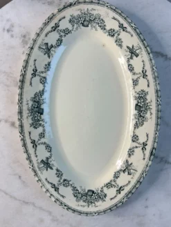 Grand plat ovale en terre de fer 41x27cm