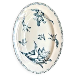 Grand plat ovale Lunéville en terre de fer bleue, service 