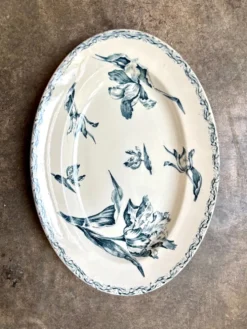 Grand plat ovale Lunéville en terre de fer bleue, service 
