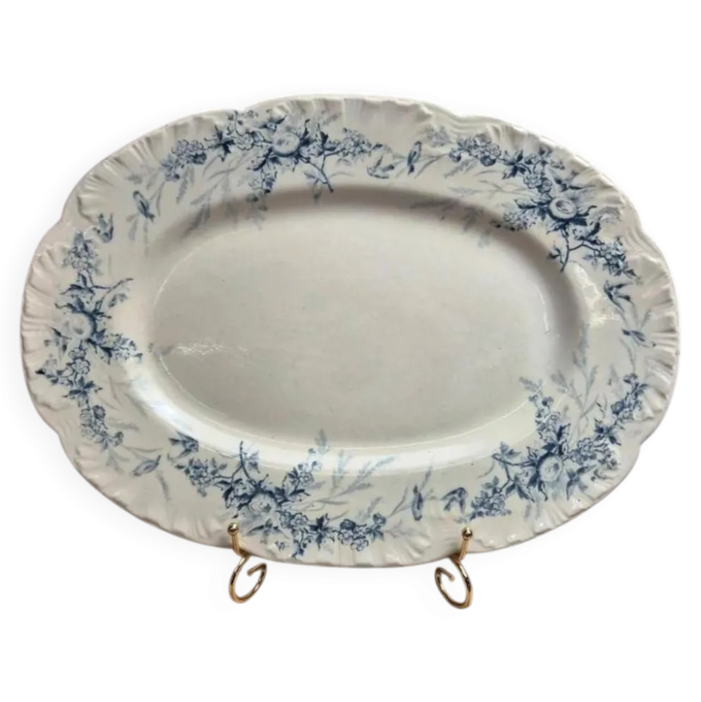 Grand plat ovale Terre de Fer Creil et Montereau Linotte – Xixe