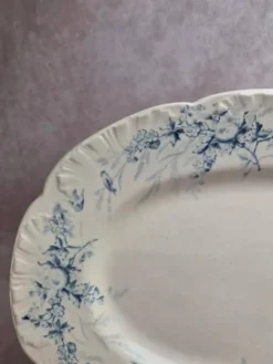 Grand plat ovale Terre de Fer Creil et Montereau Linotte – Xixe
