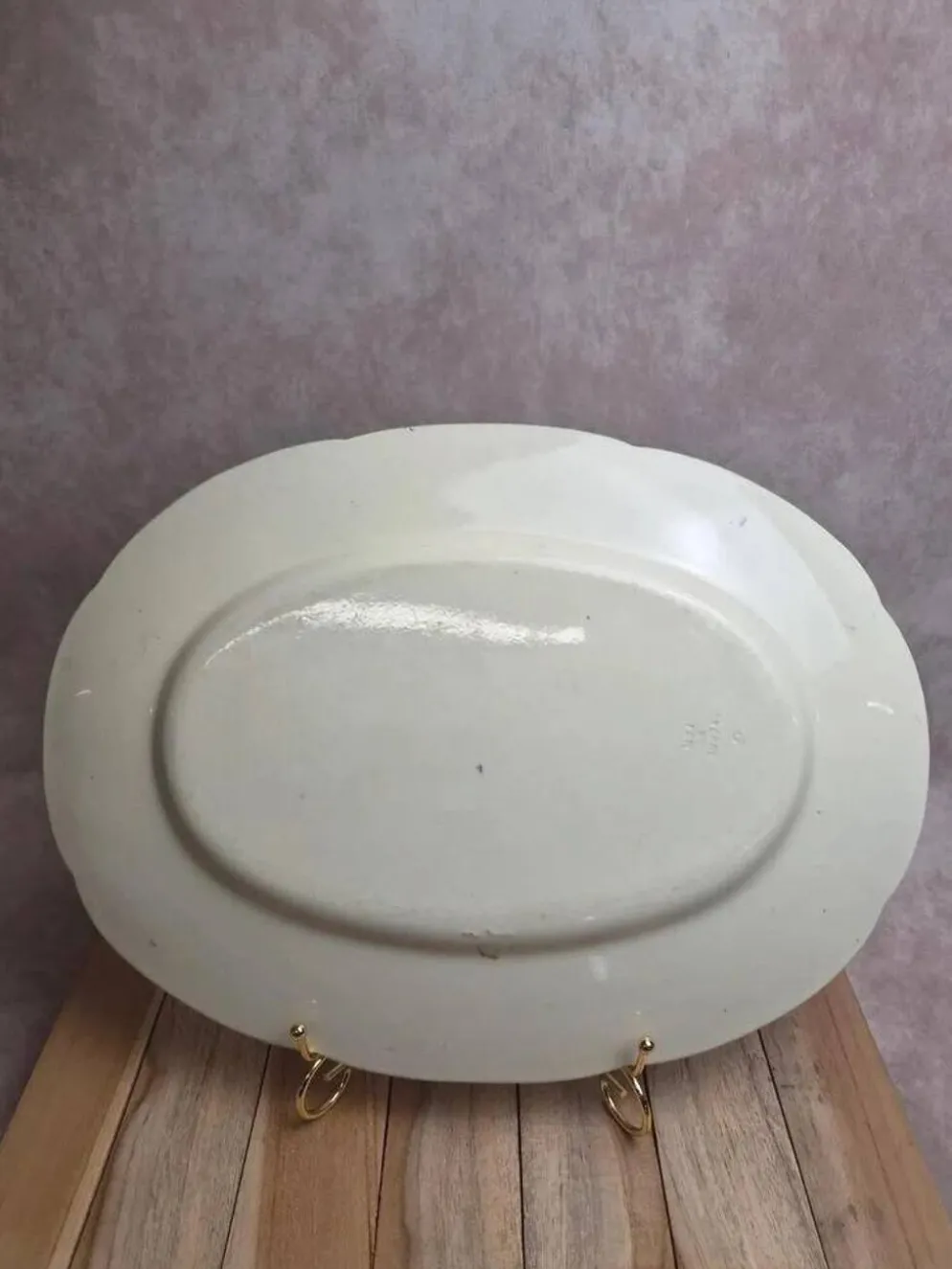 Grand plat ovale Terre de Fer Creil et Montereau Linotte – Xixe