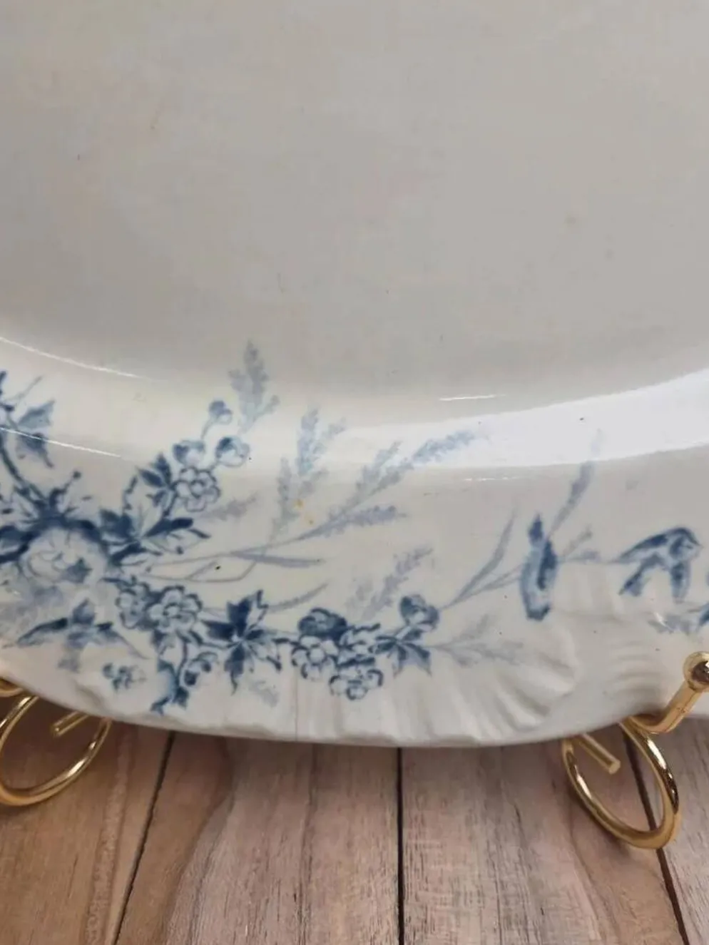 Grand plat ovale Terre de Fer Creil et Montereau Linotte – Xixe