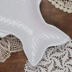 Grand plat poisson en porcelaine blanche, style Limoges