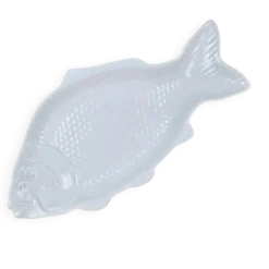 Grand plat poisson en porcelaine blanche, style Limoges