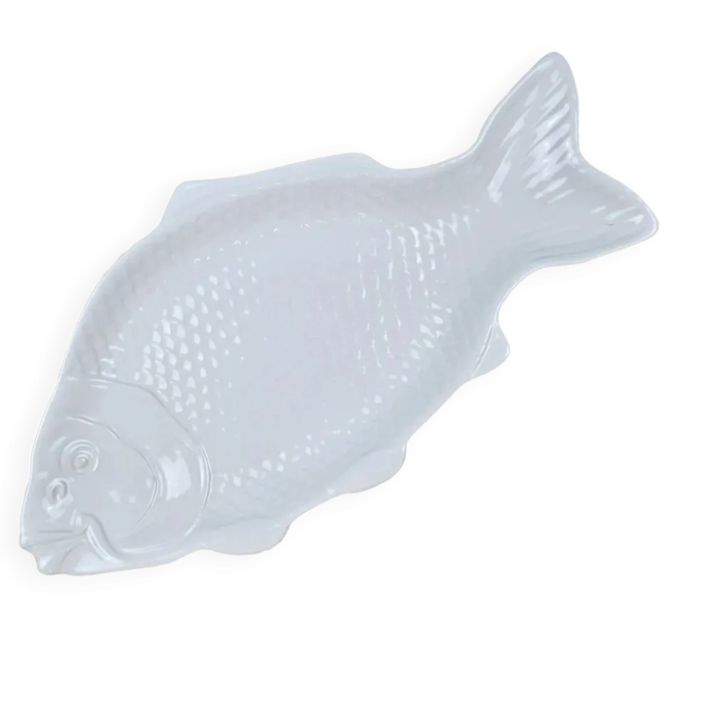 Grand plat poisson en porcelaine blanche, style Limoges