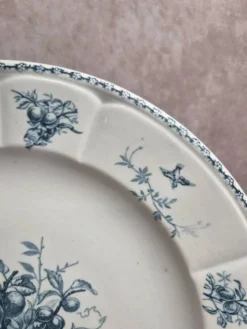 Grand plat rond en terre de fer Clairefontaine modèle Pompadour 33 cm