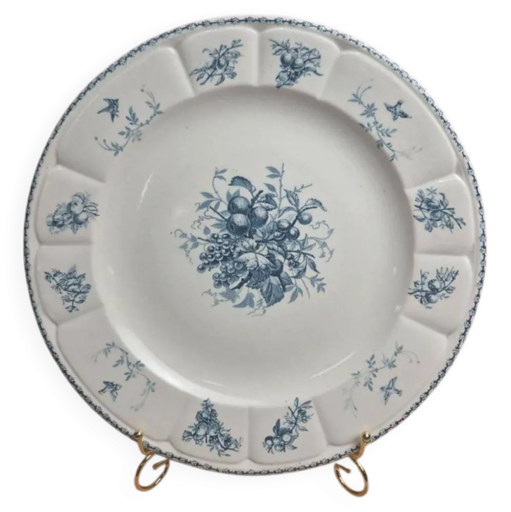 Grand plat rond en terre de fer Clairefontaine modèle Pompadour 33 cm