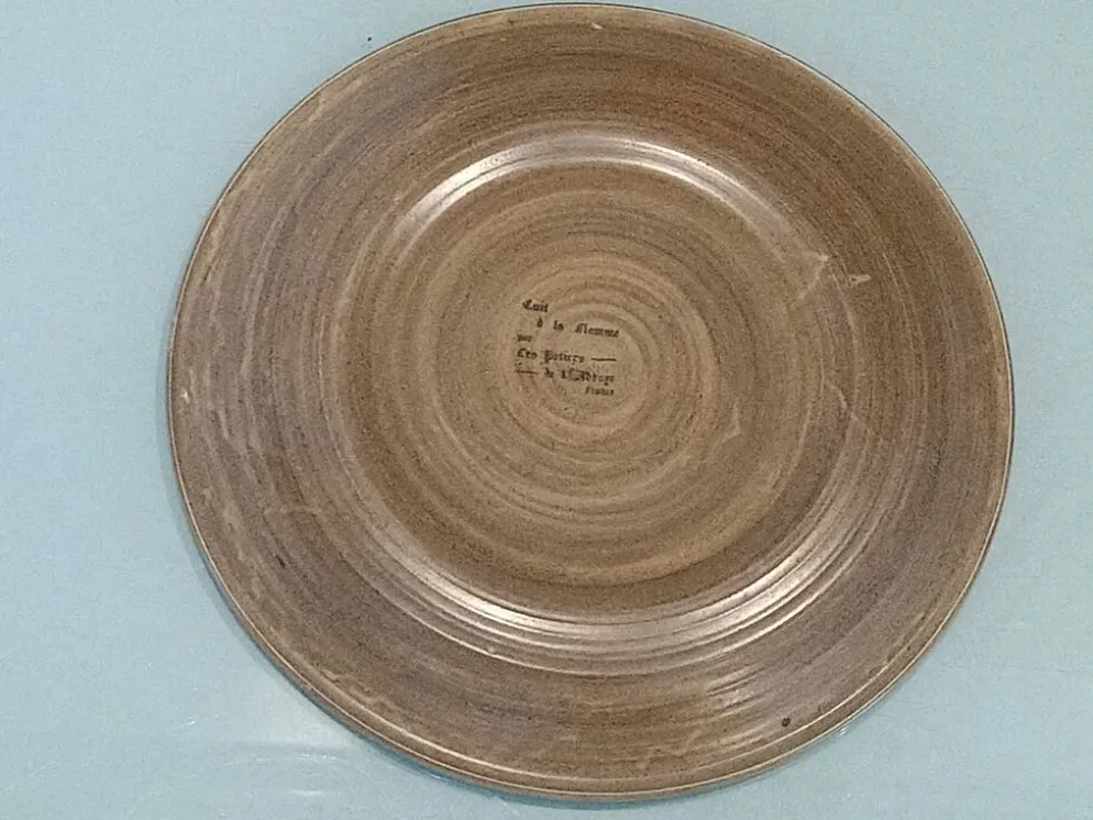Grand plat vintage en grès moucheté Salins-les-Bains - années 60-70