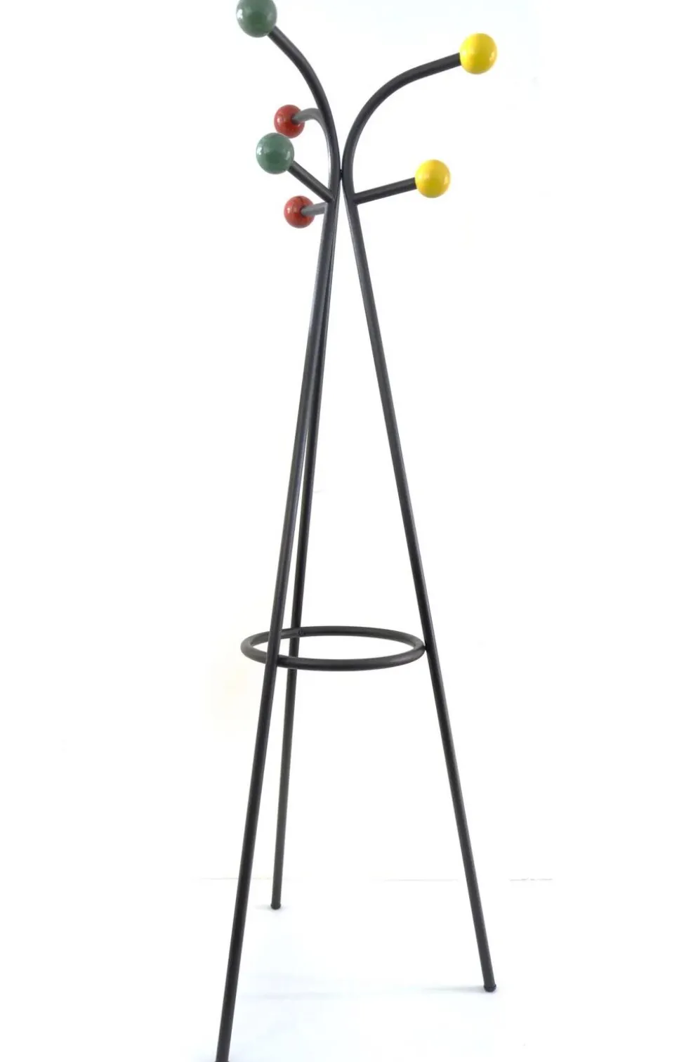 Grand porte-manteau coloré des années 50, autonome, par Roger Feraud.