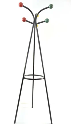 Grand porte-manteau coloré des années 50, autonome, par Roger Feraud.