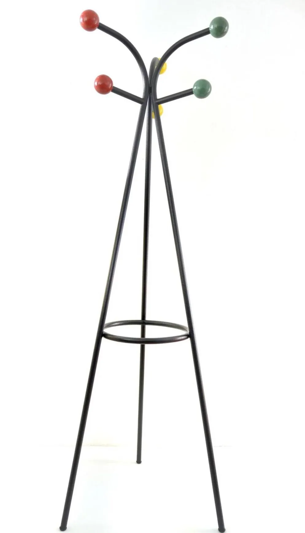 Grand porte-manteau coloré des années 50, autonome, par Roger Feraud.