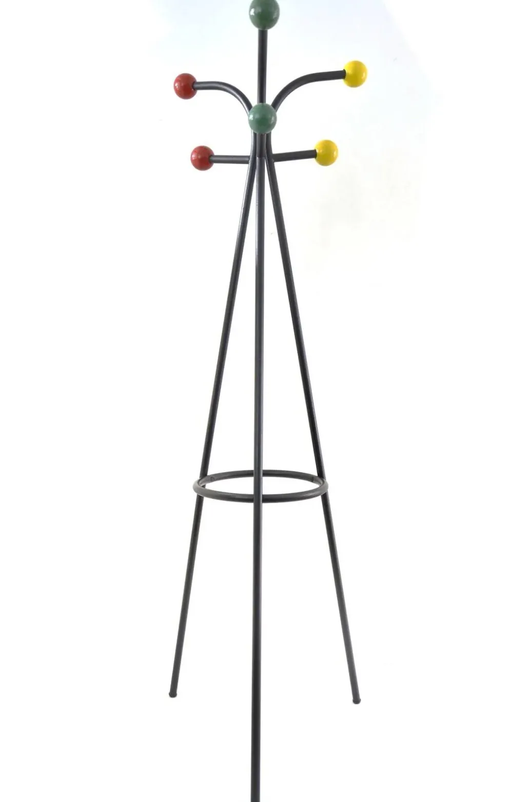 Grand porte-manteau coloré des années 50, autonome, par Roger Feraud.