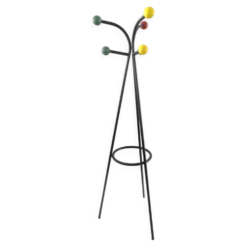 Grand porte-manteau coloré des années 50, autonome, par Roger Feraud.