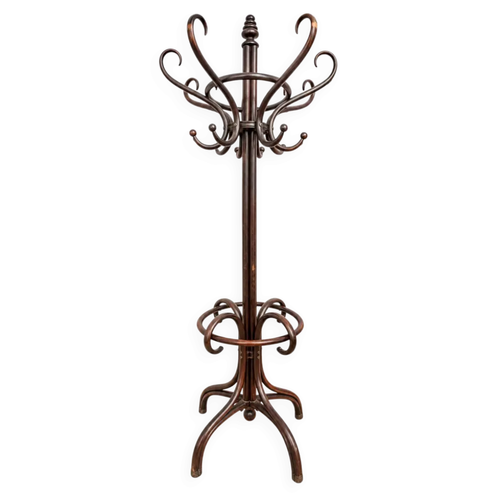 Grand portemanteau perroquet en hêtre courbé attribué à Thonet – fin XIXe s