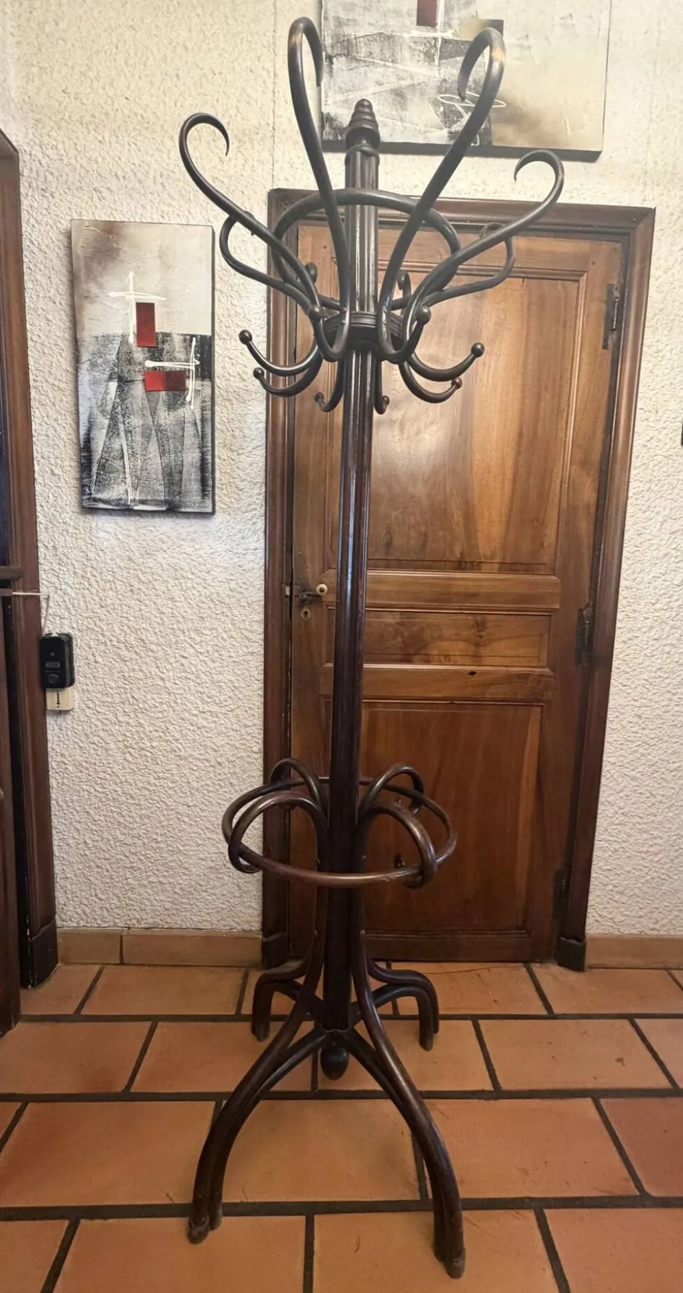 Grand portemanteau perroquet en hêtre courbé attribué à Thonet – fin XIXe s