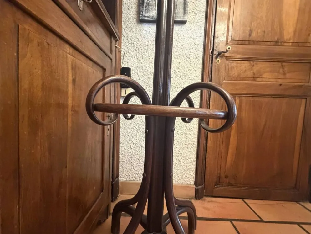 Grand portemanteau perroquet en hêtre courbé attribué à Thonet – fin XIXe s