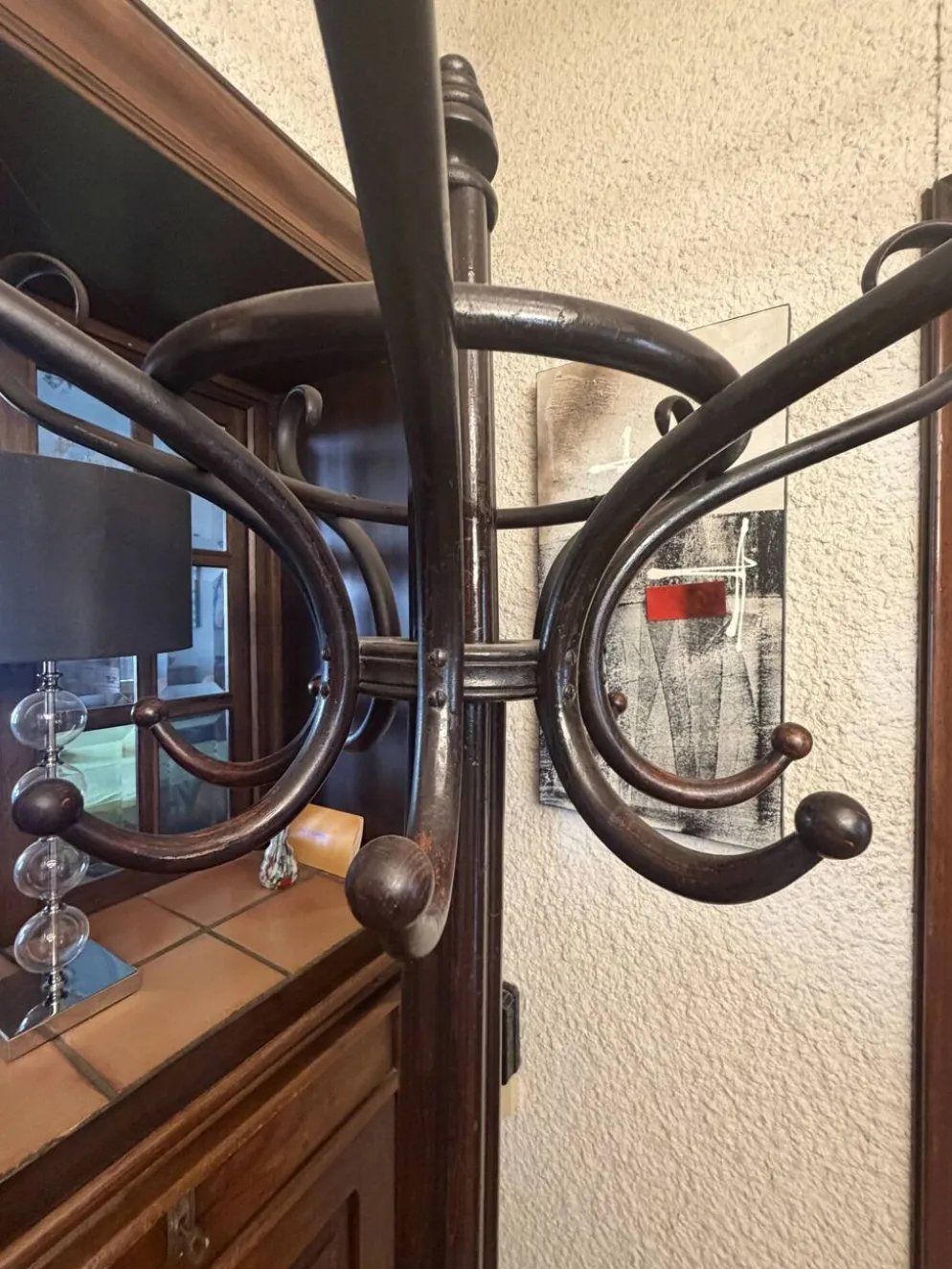 Grand portemanteau perroquet en hêtre courbé attribué à Thonet – fin XIXe s