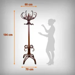 Grand porte-manteau perroquet en hêtre courbé, goût Thonet – début XXe