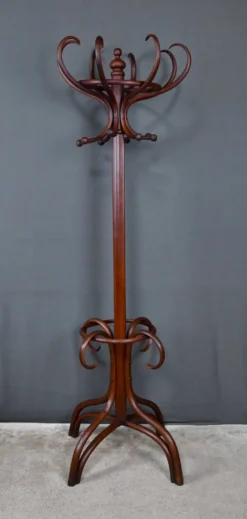 Grand porte-manteau perroquet en hêtre courbé, goût Thonet – début XXe