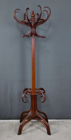 Grand porte-manteau perroquet en hêtre courbé, goût Thonet – début XXe