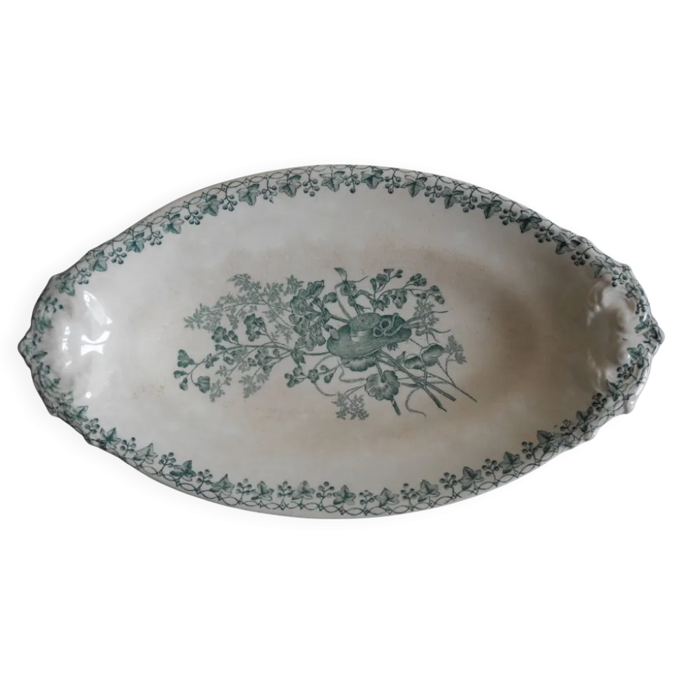 grand ravier ancien faïence Onnaing Moisson antique french earthenware dish