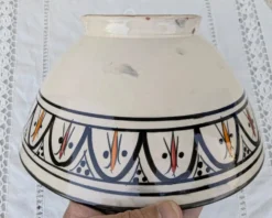 Grand Saladier Céramique SAFI Maroc XXL 29cm Poterie Berbère Zouak Tra