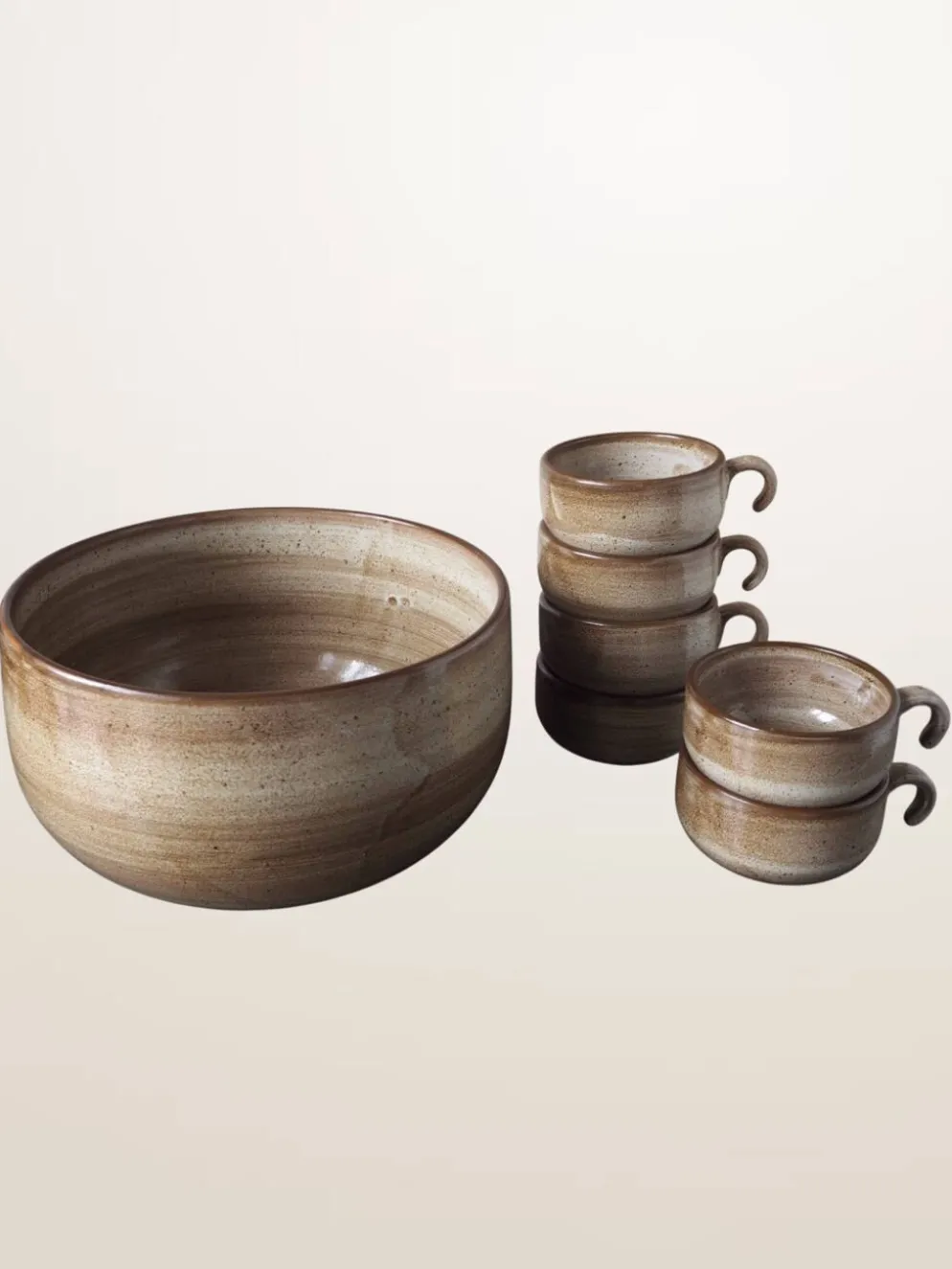 Grand saladier et 6 tasses faïencerie Niderviller