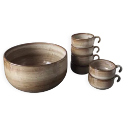 Grand saladier et 6 tasses faïencerie Niderviller