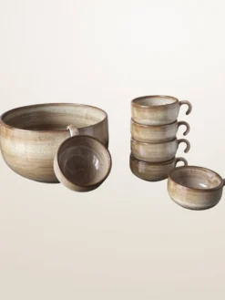 Grand saladier et 6 tasses faïencerie Niderviller