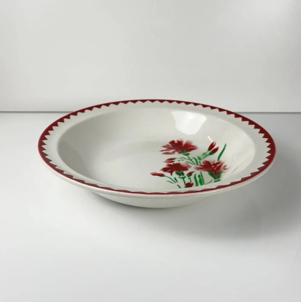 Grand saladier à rebord "Oeillet" Sarreguemines, 1920-50
