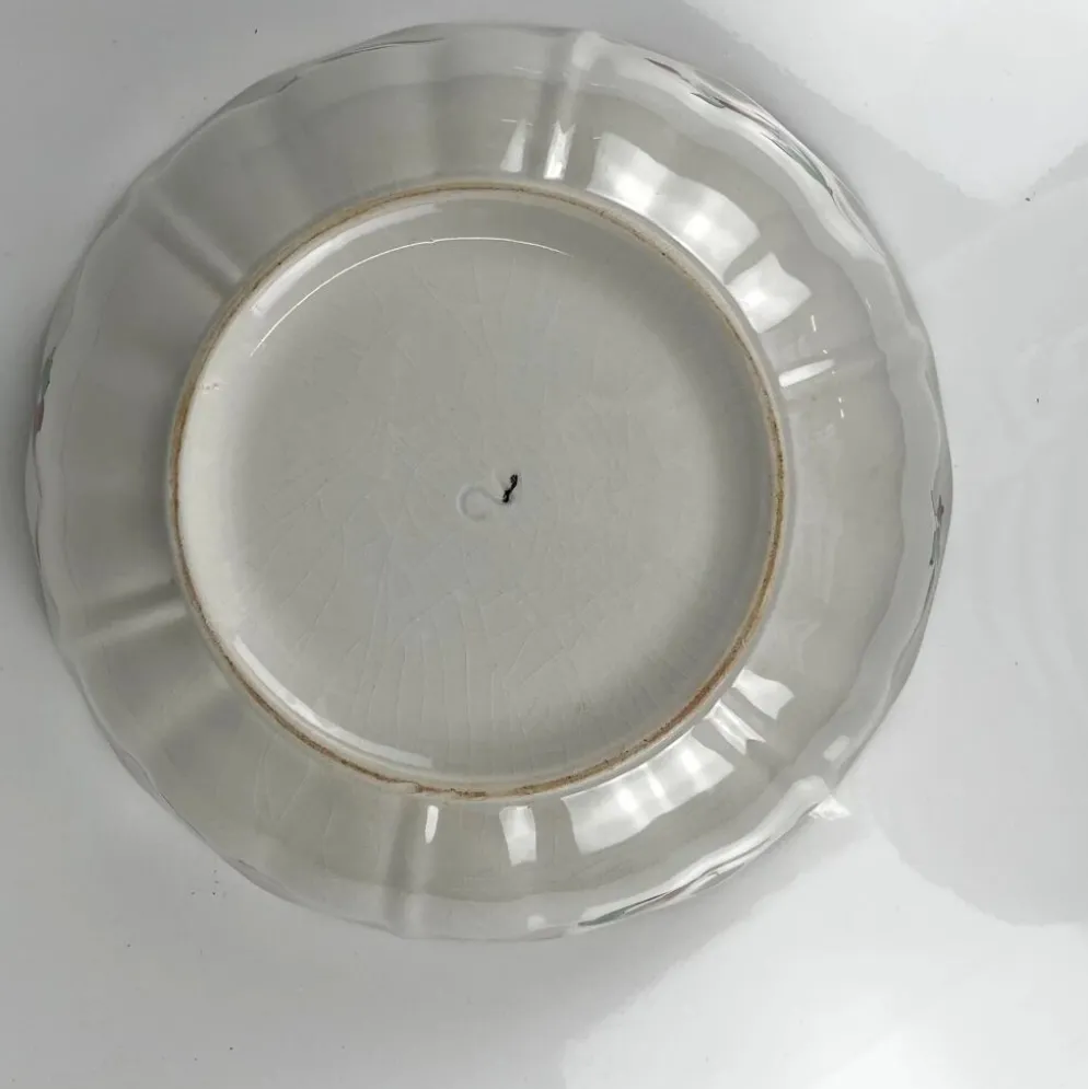 Grand saladier rond, modèle Réverbère par KG Lunéville, motif rose