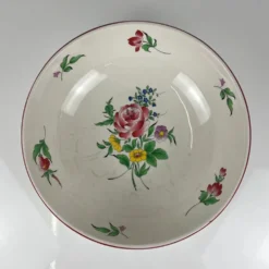 Grand saladier rond, modèle Réverbère par KG Lunéville, motif rose