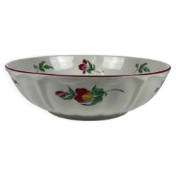 Grand saladier rond, modèle Réverbère par KG Lunéville, motif rose