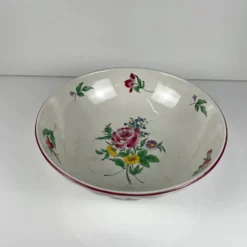 Grand saladier rond, modèle Réverbère par KG Lunéville, motif rose