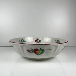 Grand saladier rond, modèle Réverbère par KG Lunéville, motif rose